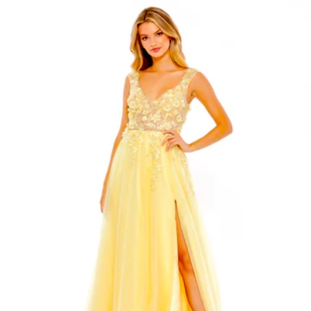 Mac Duggal Embellished Illusion Bustier A Line Gown